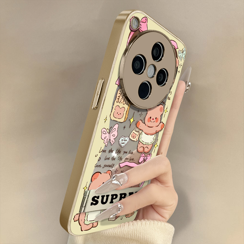 浙皇适用于oppofindx8手机壳x7ultra新款x6pro全包x5防摔a97补妆a93s支架a72女镜面57可爱高级a2围边黄油小熊