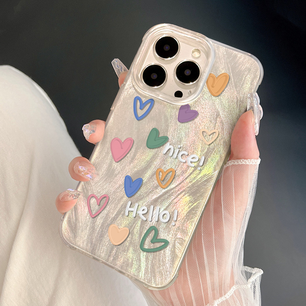 英文彩色爱心羽纱适用vivos19pro手机壳s18新款s17全包s16e卡通s15简约硅胶s12女款s10创意防摔高级感保护套