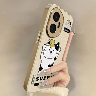 浙皇适用于荣耀400手机壳300新款200高级感100pro可爱80少女70创意60se防摔50支架90gt羊皮网红POWER举手猫咪