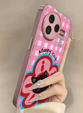 金钱花猫适用于红米k90手机壳k90promax新款k80卡通k70可爱小羊皮k60网红50好看note15r男女14高级13防摔支架