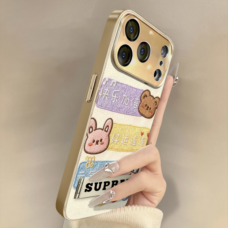 动物祝福适用于苹果17手机壳iPhone16pro新款15plus卡通14文字13可爱12高级Air支架11全包8防摔7小羊皮保护套