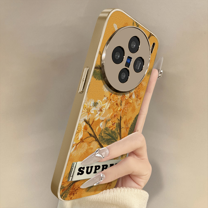 浙皇适用于vivox200s手机壳x100新款x90s羊皮x80pro女x70高级x60全包y300防摔78支架电镀秋冬创意z9x黄色桂花