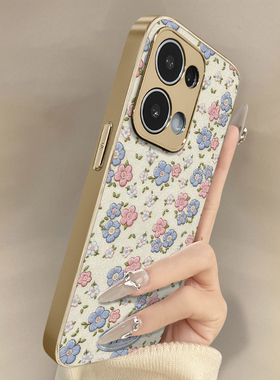 满屏繁花适用于opporeno15手机壳15pro新款14pro创意13turbopro超火小羊皮12网红11好看10男女高级a6防摔支架