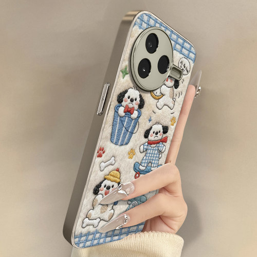 滑板小狗适用于红米k90手机壳k80新款k70e卡通60ultra网红note15可爱14高级13支架12pro全包防摔小羊皮保护套