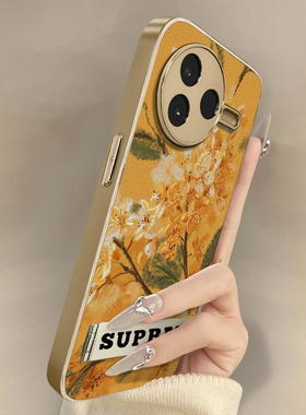 浙皇适用于红米k80手机壳k70e新款k60ultra小羊皮k50女note14高级全包13防摔支架电镀秋冬创意12pro黄色桂花