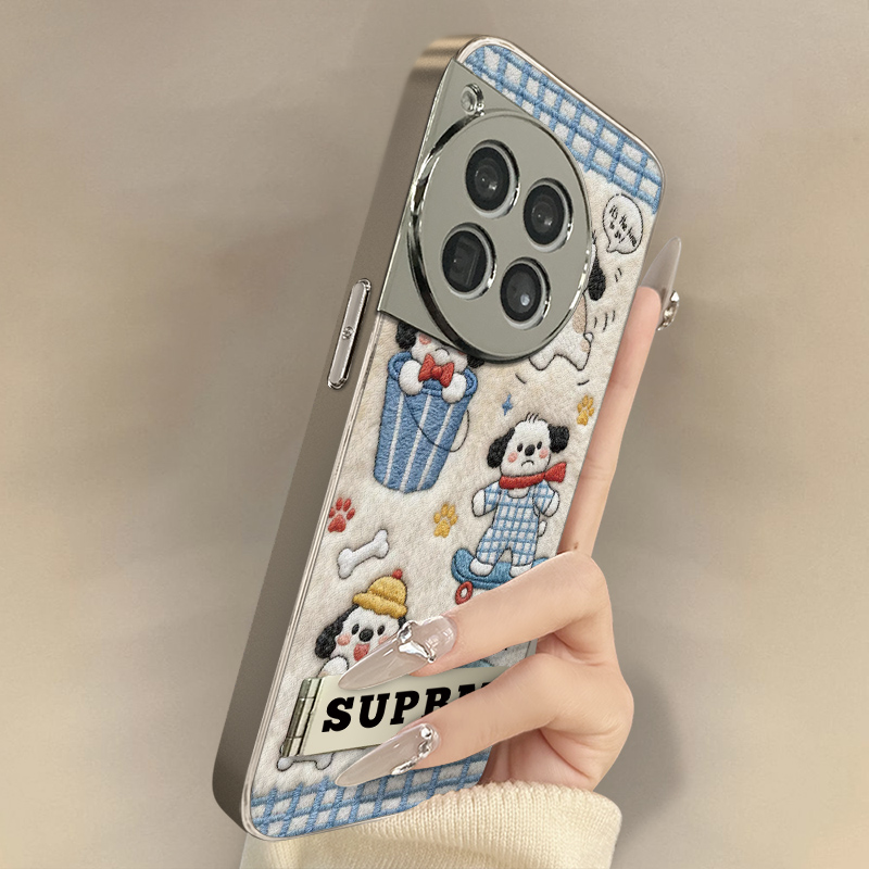 滑板小狗适用于一加15手机壳1加13T新款12卡通11网红ace6可爱ace5pro女ace3高级2支架全包防摔小羊皮保护套