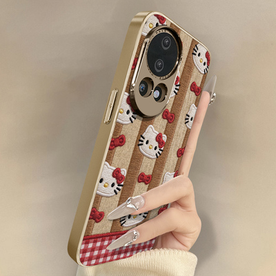 条纹kt猫适用于华为nova14手机壳nova14pro新款14ultra卡通13可爱小羊皮12网红11se好看10男女9高级8防摔支架