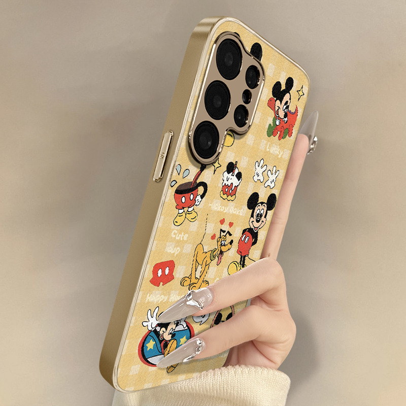 米奇鼠布鲁托适用于三星galaxys25手机壳s25plus新款s25ultra卡通s24可爱小羊皮s23网红s22好看男女高级支架