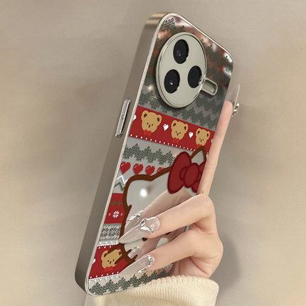 爱心kt猫适用于红米k90promax手机壳k80新款k70ultra镜面k60网红可爱女note15R支架14防摔13全包12高级保护套