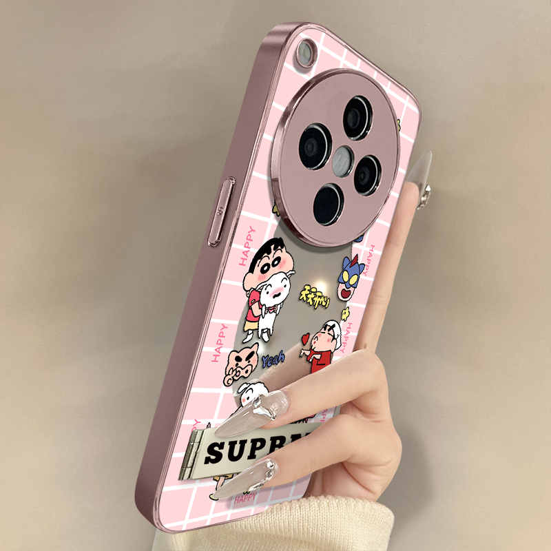 浙皇适用于oppofindx8手机壳x7ultra镜面x6pro高级x5全包a97防摔a93s支架a72网红新款女可爱a57镂空蜡笔小新