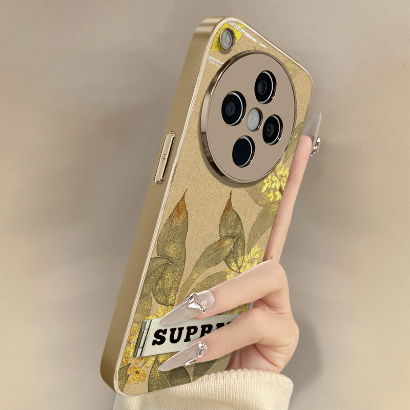 浙皇适用于oppofindx8手机壳x7ultra新款x6pro艺术x5国风a97男女高级a93s支架a72全包防摔小羊皮a2金色桂花