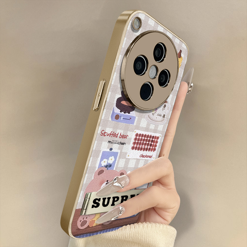 浙皇适用于oppofindx8手机壳x7ultra新款x6pro高级x5可爱a97男女a93s创意a72防摔57支架羊皮网红a2格子咖啡熊