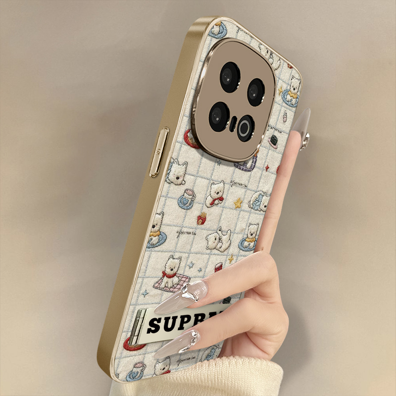 格纹白狗适用于vivoiqoo15手机壳13新款12卡通neo11网红10可爱女高级8支架7全包防摔z10turbo小羊皮z9x保护套