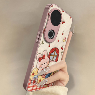 瞌睡兔子适用于vivos30手机壳s30promini新款 s20男女s19可爱s18e小羊皮s17t网红s16好看s15小众高级防摔支架