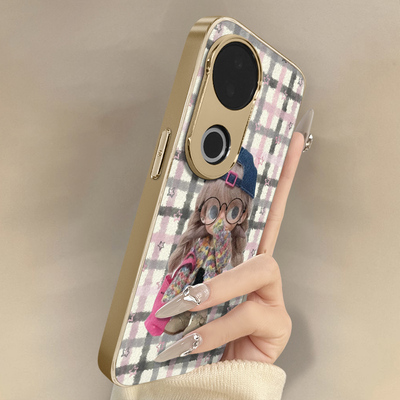 眼镜少女适用于vivos60手机壳s60pro新款s50可爱s30爆款s20好看s19支架s18小羊皮s17高级s16小众s15创意s12女