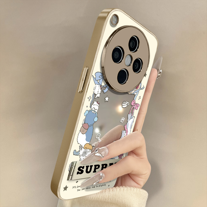 浙皇适用于oppofindx8手机壳x7ultra新款x6高级x5网红a97爆款a93s支架a72男女a57电镀a55补妆镜面猫咪蝴蝶结