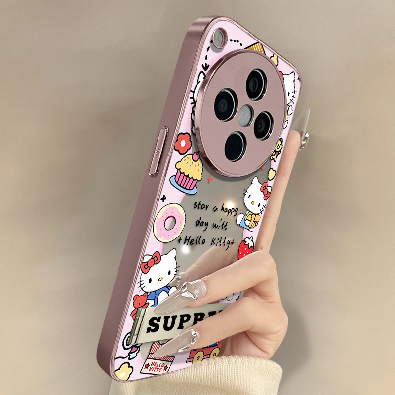 浙皇适用于oppofindx8手机壳x7ultra镜面x6pro高级感x5防摔a93s支架a72网红电镀新款a3i女a97可爱a2甜点kt猫