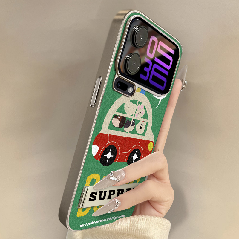 动物巴士适用于小米17promax手机壳15新款14卡通13网红12sultra可爱11女civi5高级支架全包防摔小羊皮保护套