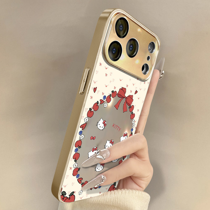 浙皇适用于苹果16promax手机壳iPhone15新款14plus全包13防摔12补妆11支架8电镀xsmax女镜面可爱17蝴蝶结猫咪