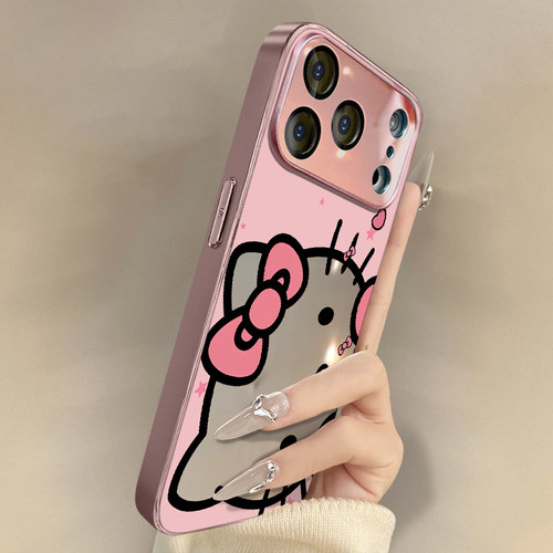 粉色猫咪适用于苹果17手机壳17pro新款iPhone17promax卡通16网红可爱15女14高级感13支架12电镀镜面11保护套