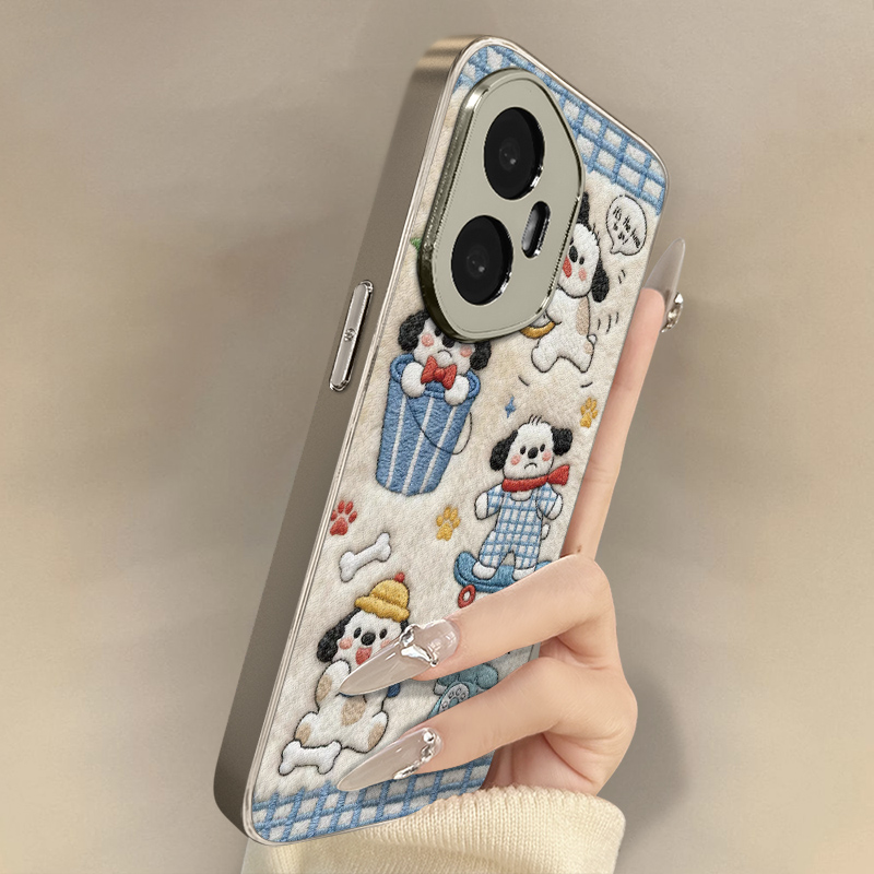 滑板小狗适用于荣耀400手机壳300新款200卡通100pro网红90gt可爱80女高级70支架60全包POWER防摔小羊皮保护套