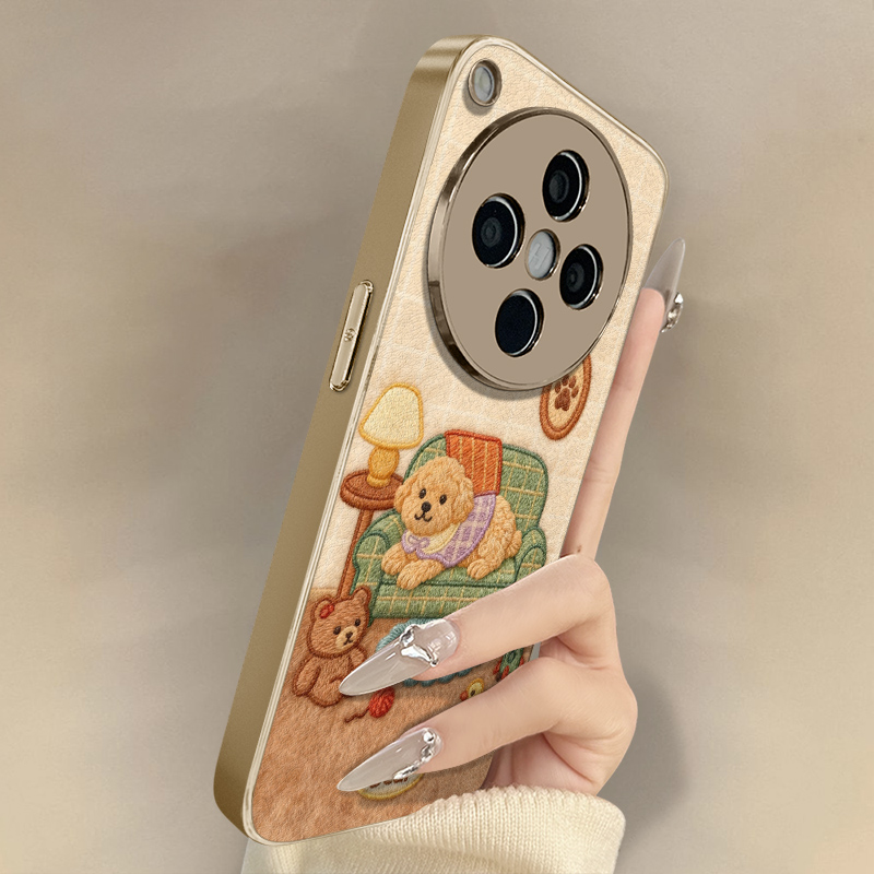 沙发小狗适用于OPPOFindX9手机壳x7ultra新款findx8卡通x6网红x5可爱女a97高级a93s支架全包防摔小羊皮保护套