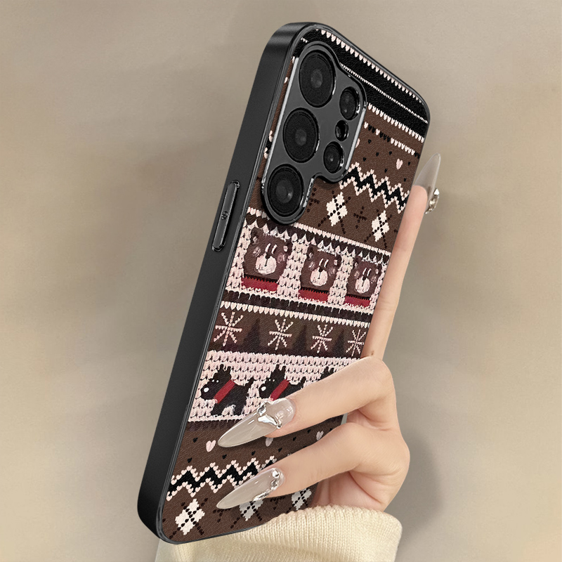 同框熊狗适用于三星galaxys25手机壳s25plus新款s25ultra男女s24可爱小羊皮s23网红s22好看小众高级防摔支架