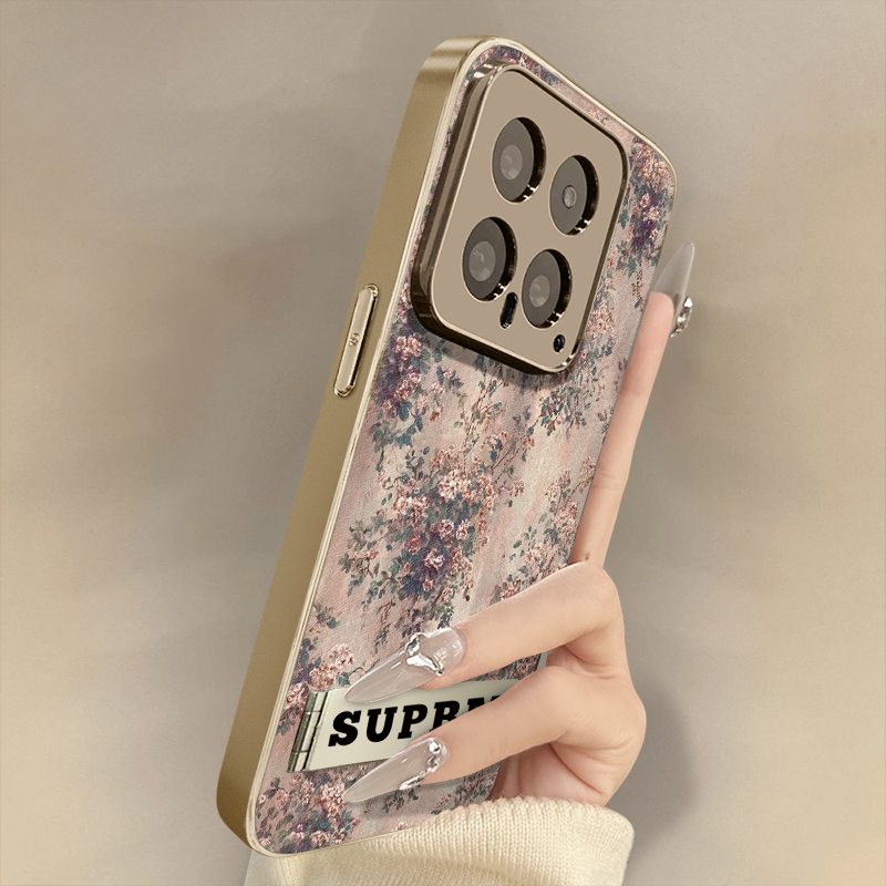 浙皇适用于小米17promax手机壳15spro新款14秋冬13网红12高级11支架civi5全包mix4羊皮女12ultra复古油画花朵