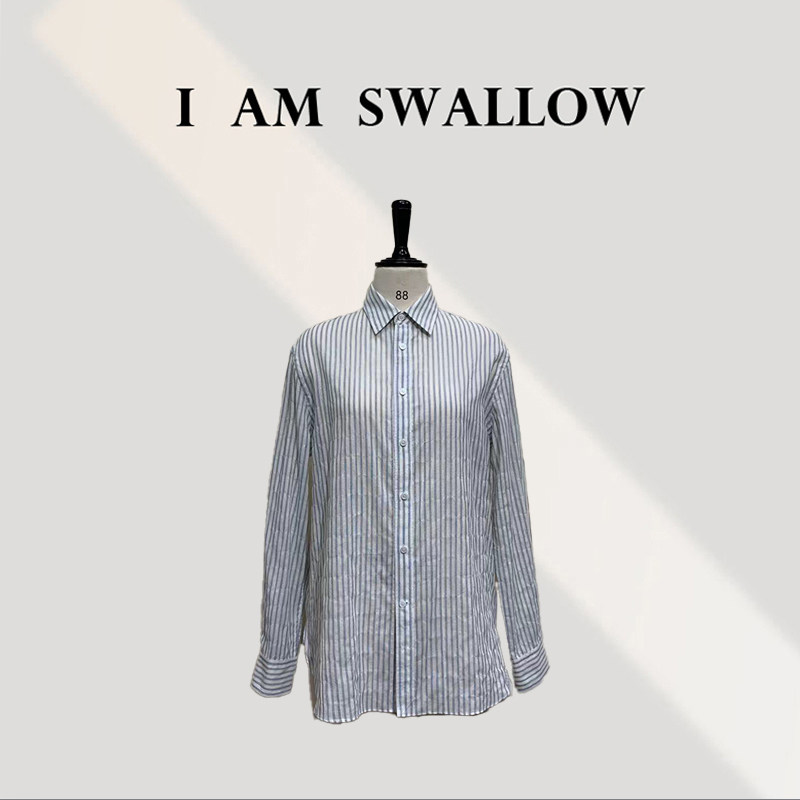 【南油实体店见主页】灰白条纹长袖百棉款衬衣