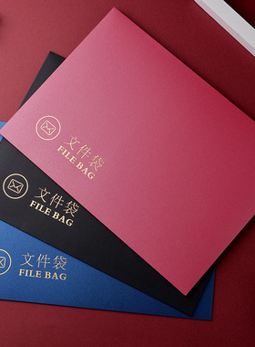 大信封a4文件袋定制 文艺高端大号订做加厚空白投标高级感烫金logo商务大红色合同9号珠光纸质公司活页信封袋