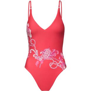 代购 性感 Seafolly女士泳衣聚拢无痕红色印花海滩度假连体爆款