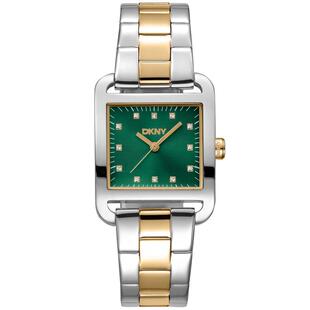 代购DKNY唐可娜儿女士腕表防水夜光计时日期金属钢带双色方形