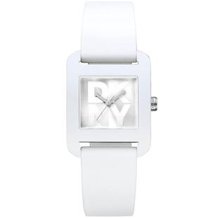 代购DKNY唐可娜儿女士腕表计时夜光日期防水白色硅胶方形运动