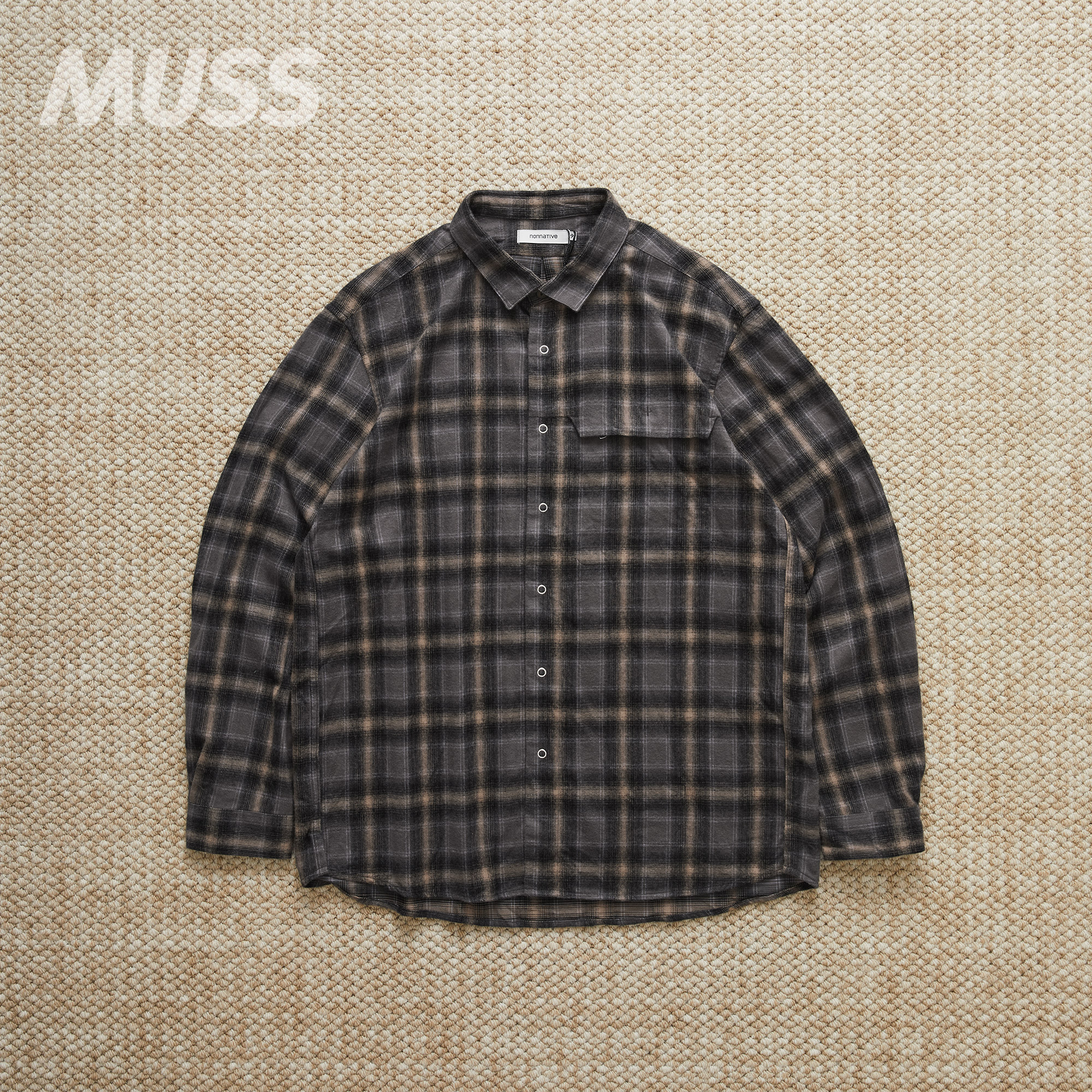 现货 NONNATIVE WORKER ZIP SHIRT 日产法兰绒休闲格纹衬衫 25AW