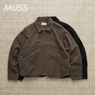 ZIP WORK 现货 精梳短绒拼皮工装 SHORT JACKET 夹克25AW FARAH