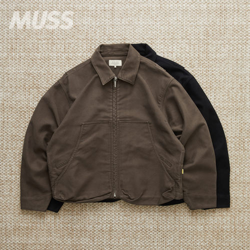 FARAH精梳短绒拼皮工装夹克