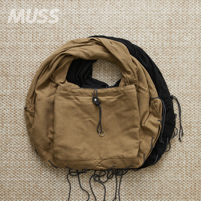 LEH日本制复古扭转抽绳单肩包