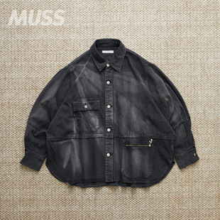 现货 JIEDA OVER SIZE DENIM 日产手工石磨褪色宽松牛仔衬衫夹克