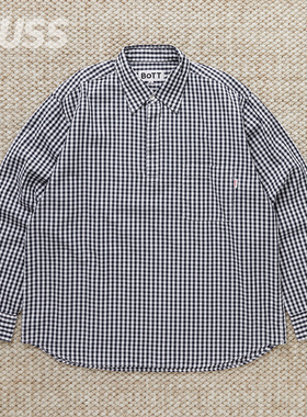现货 BOTT GINGHAM PULLOVER SHIRT 棉质格纹套头休闲纽扣衬衫