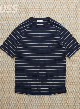现货NONNATIVE DWELLER BORDER TEE 日产条纹针织口袋短袖T恤25SS