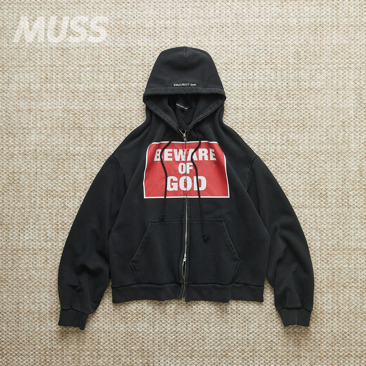 PROJECTG/R做旧印花拉链卫衣