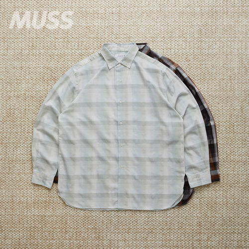 现货 NANAMICA REGULAR WIND SHIRT日产人字纹包芯纱渐变格纹衬衫