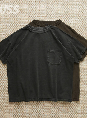 现货TAIGA TAKAHASHI TEE SHIRT日产泥染墨染复古做旧口袋T恤25AW
