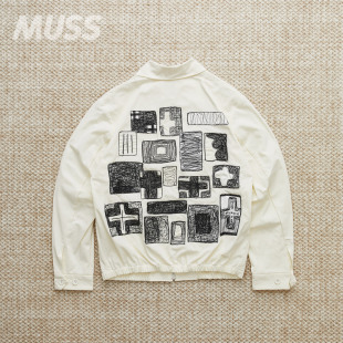 BLOUSON日产艺术家刺绣补丁棉麻休闲夹克25AW SCOUT 现货SABY BOY