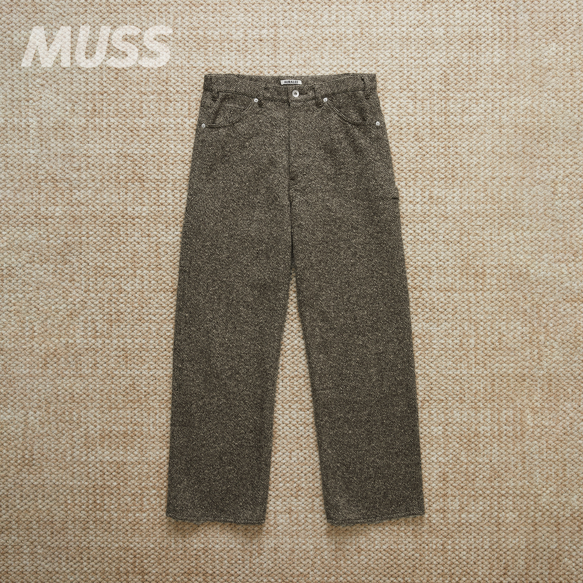 AURALEE日产粗呢羊毛直筒画家裤