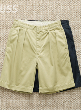 现货 NANAMICA DOUBLE PLEAT SHORTS 日产双褶斜纹布休闲短裤25SS