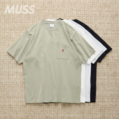 GRAMICCI染色刺绣口袋短袖T恤