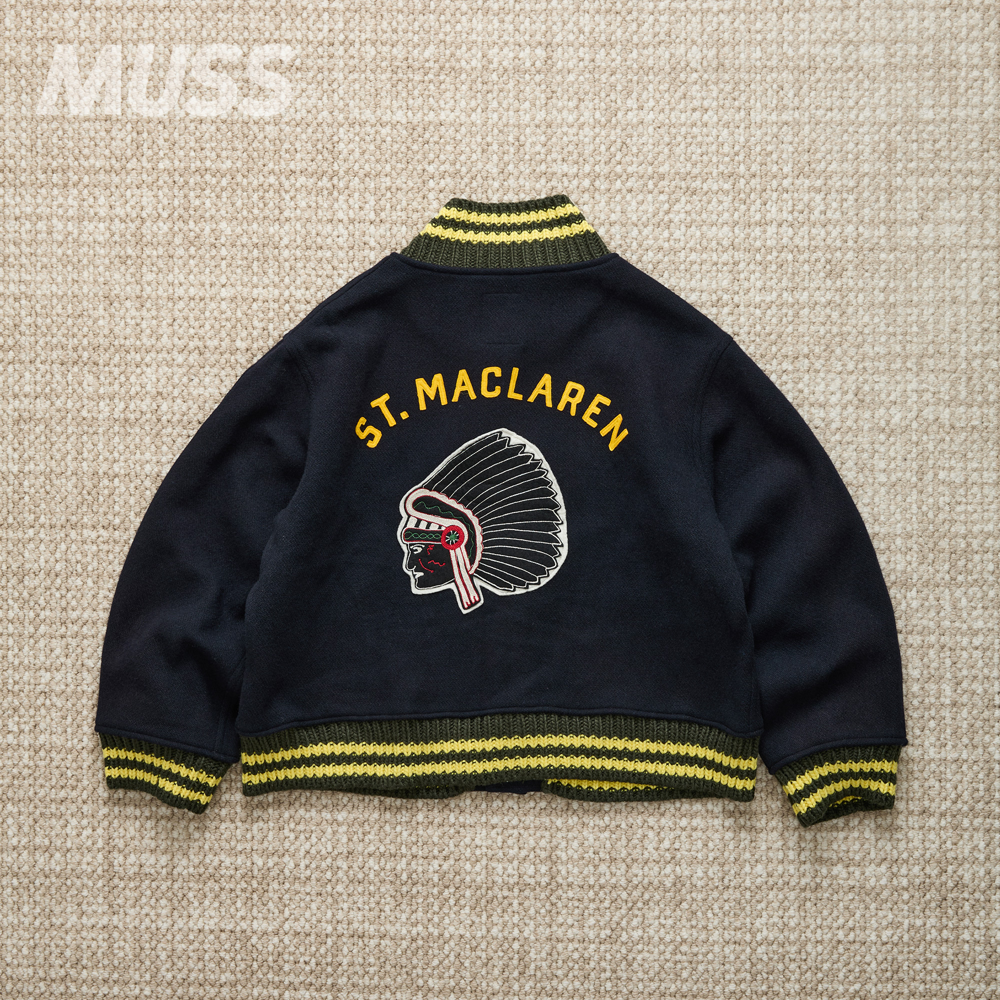 BOWWOW刺绣复古风羊毛棒球外套