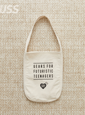 现货 HUMAN MADE SHOULDER BAG 复古做旧字母印花帆布单肩包 25SS