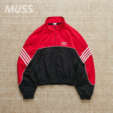 现货 PROTOCOL INDEX SPORTS TRACK拼接条纹复古休闲立领夹克25AW